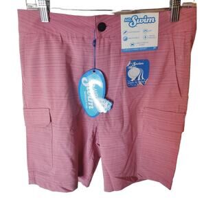 Mr. Swim Mauve Deep Stripe Hybrid Cargo Shorts, Size 30, NWT